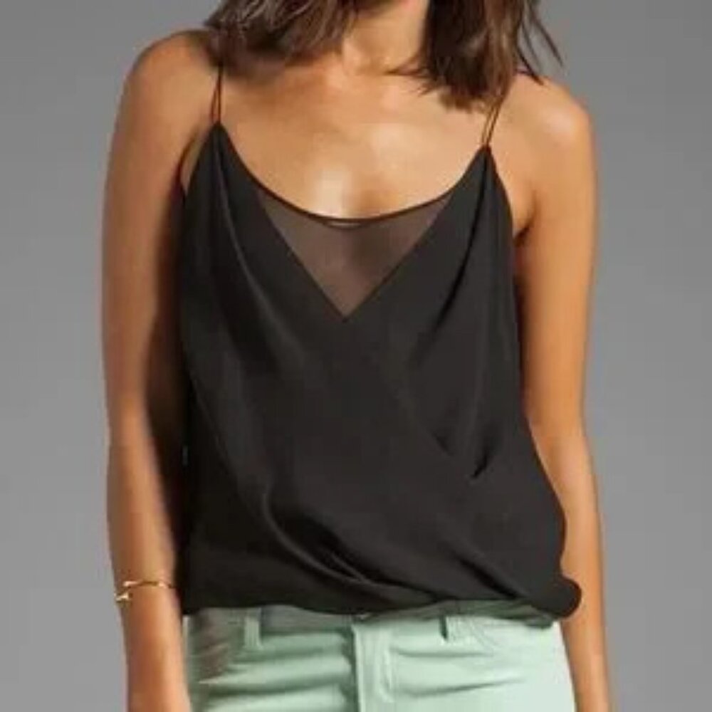 Jay Godfrey Silk Shore Layered Tank Camisole in Black Size 2